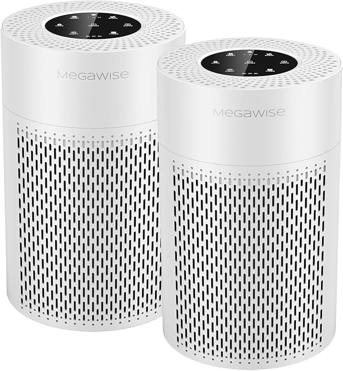MEGAWISE Air Purifier 2-Pack for Home & Office, Compact Quiet Air Cleaner with Multi-Layer Filter, Portable Design for Bedroom, Living Room, Desktop