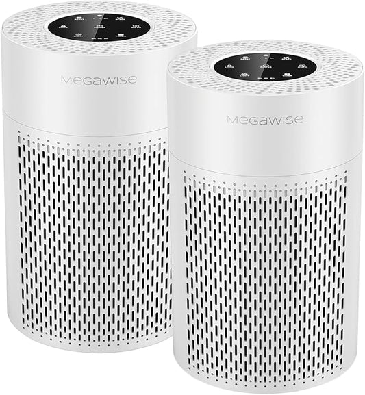 MEGAWISE Air Purifier 2-Pack for Home & Office, Compact Quiet Air Cleaner with Multi-Layer Filter, Portable Design for Bedroom, Living Room, Desktop