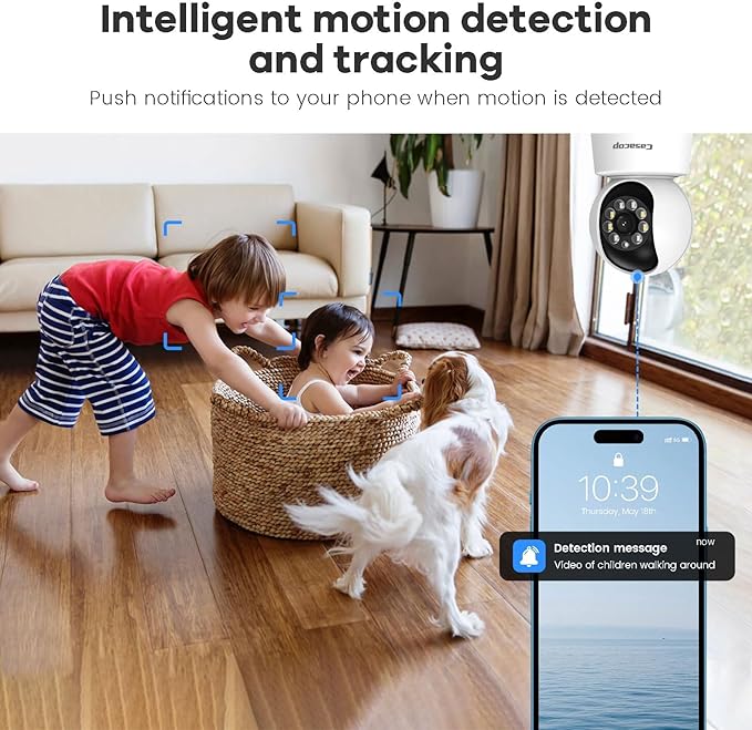 2PCS Smart Security Camera - 2K Home Security Camera, Pan & Tilt 2.4Ghz Indoor, with Person, Vehicle, Animal Detection, Phone App 2-Way Audio, Compatible with Alexa and Google Assistant