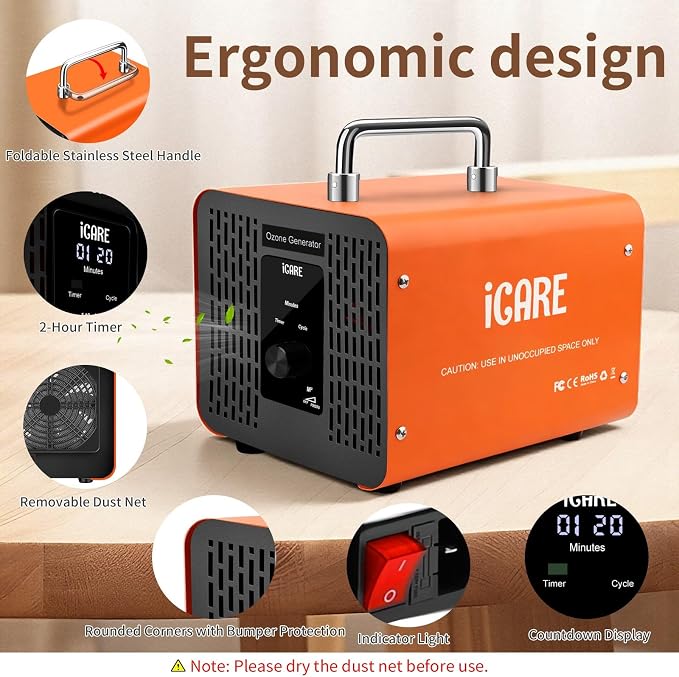 Ozone Generator 60000mg/h, High Capacity Digital Ozone Machine Odor Removal