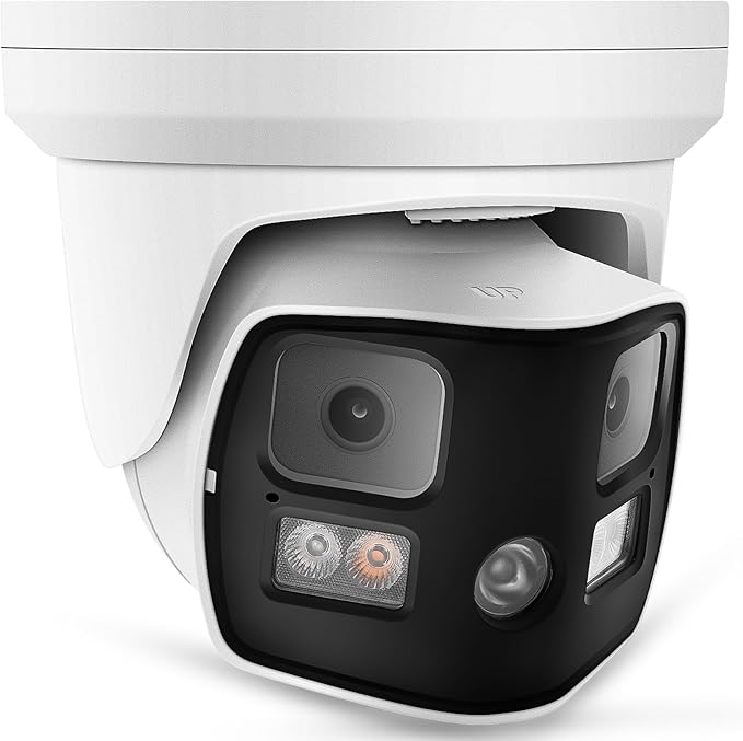 Real HD 8MP 4K Dual Lens Poe IP Security Camera 180 Degree Panoramic Wide Angle, Full Color Night Vision, H.265, IP66, NDAA Compliant