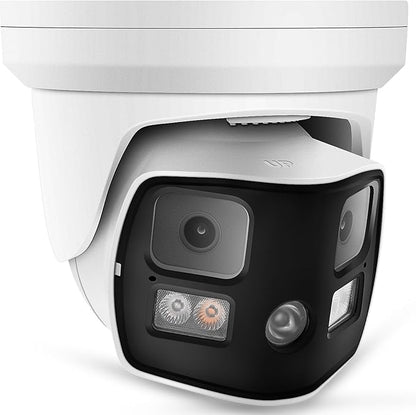 Real HD 8MP 4K Dual Lens Poe IP Security Camera 180 Degree Panoramic Wide Angle, Full Color Night Vision, H.265, IP66, NDAA Compliant
