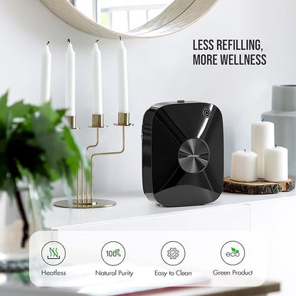 Airversa Smart Waterless Essential Oil Diffuser, 400mL Capacity with 200mL Fragrance Scent Oils, Up to 2000 sq ft Scent Air Machine with 12A1V Power Adapter for Large Room, ANA Black Kit