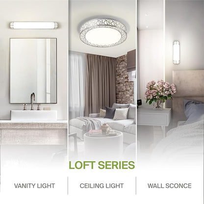 ASD 16 Inch LED Flush Mount Ceiling Light Fixture for Bedroom, 28W 1752LM 5CCT 2700K-5000K, Dimmable Lights, Dining, Living Room, Kitchen Lamps, Modern Home Lighting Fixtures, Nickel, ETL, 4 Pack