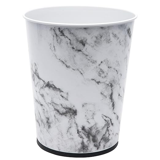 Bath Bliss 5 Liter Small Wastebasket | Round Open Top | Trash Can | Bathroom | Bedroom | Kitchen | Office | Dorm | Disposal Waste Bin | Garbage | Marble (Pack of 12)