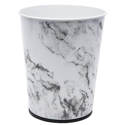 Bath Bliss 5 Liter Small Wastebasket | Round Open Top | Trash Can | Bathroom | Bedroom | Kitchen | Office | Dorm | Disposal Waste Bin | Garbage | Marble (Pack of 12)