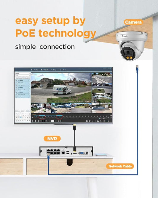 5MP NVR Security Camera System, 6PCS Wired 5MP IP Surveillance Dome Turret Cameras with Person Detection, Smart Dual Lights Color Night Vision, 4K 8 Channel PoE NVR 2TB HDD, PD93BA0608-5MDF