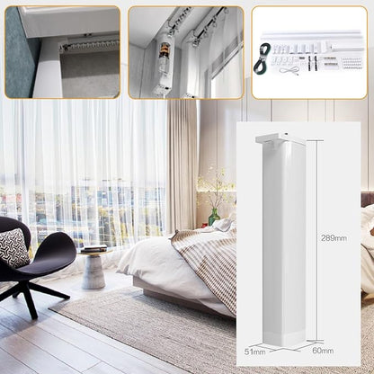 Electric Curtain Track Set, 19.69ft Retractable Motorized Curtains Track, Automatic Curtain Opener with Smart/Manual Control, Smart Curtains System for Straight Windows