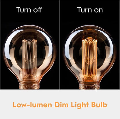 Globe Edison LED Light Bulb, Vintage Decorative Dimmable Bulb Round Glass Cover, 3.5W Low Lumen Eye-Caring Soft Dim Lighting for Mood(Not Daylight White), E26 Medium Base, Amber RN G95