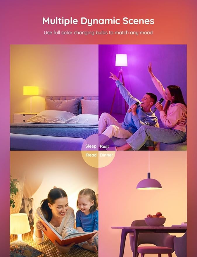 2 Pack LED Light Bulb E12 WiFi Smart Bulbs RGBCW 16 Million Color Changing App Voice Control Woks with Tuya/Smart Life Compatible with Alexa Google Home