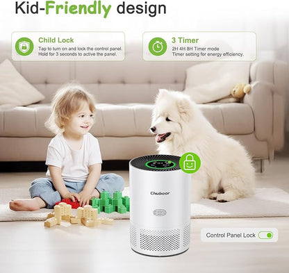 Chuboor Air Purifiers for Home Large Rooms, H13 True HEPA Air Purifiers for Bedroom Dorm Room Pets or Smoke, Dust, Pollen, Odors, Auto Mode, Sleep Mode, PJ01, White