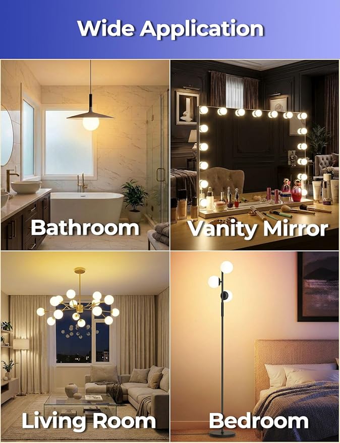ILC G25 Globe Light Bulbs, App-Controlled LED Bulb with Bluetooth Mesh, 6W, 60W Equivatlent, 600LM, CCT: 2700K-6000K, CRI>95+, E26 Base, 120V for Vanity, Pendant fixtures, Bathroom (6 Pack)