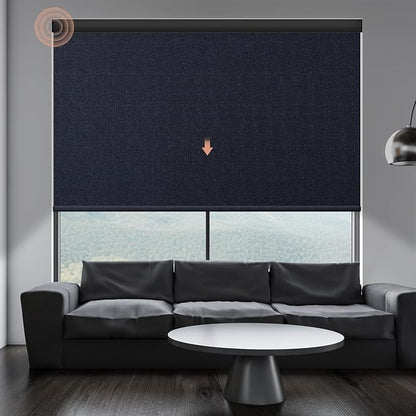 Motorized Roller Shade: 100% Blackout, Electric Blinds with Remote, Compatible with Alexa/Google Home/Apple Homekit, Customized Size, Noir Onyx Black