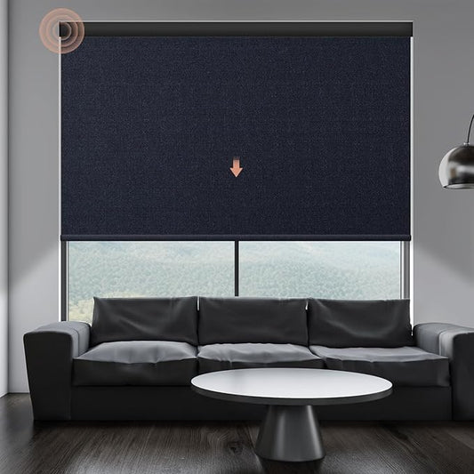 Motorized Roller Shade: 100% Blackout, Electric Blinds with Remote, Compatible with Alexa/Google Home/Apple Homekit, Customized Size, Noir Onyx Black