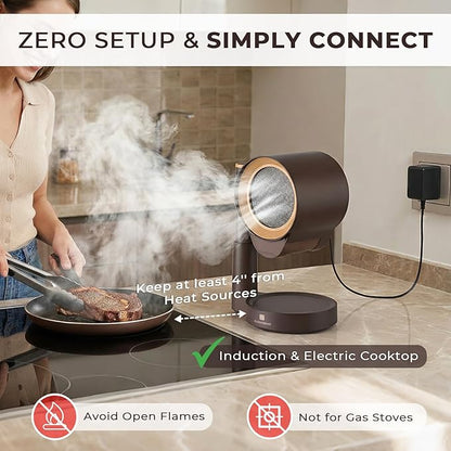 GLENCREAG Portable Range Hood, Portable Kitchen Exhaust Fan with 3 Speeds, Desktop Range Hood with 30°–180° Adjustable Angle, Dual Filtration, Low Noise for Indoor BBQ, Hot Pot, RV