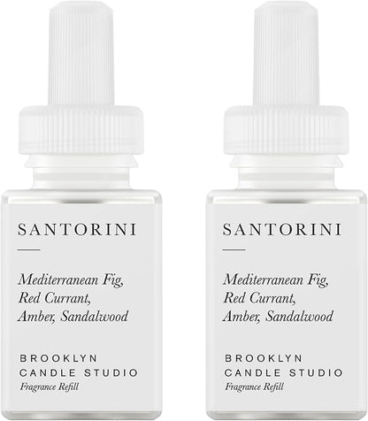 Pura & Brooklyn Candle Studio Home Scent Refill - Smart Air Diffuser - Up to 120-Hours of Luxury Fragrance per Refill - Home Essential - Clean & Safe Diffuser Fragrance - 2 Pack, Santorini