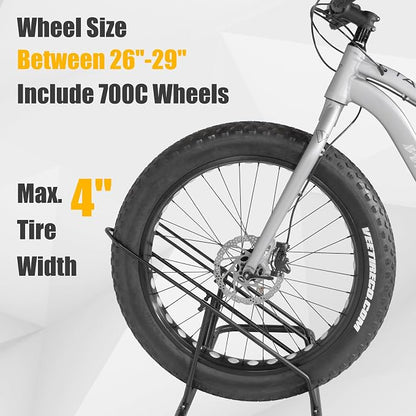 CyclingDeal Bicycle Floor Parking Rack Stand - for Mountain MTB Road Bike - Indoor Home Garage Storage - Adjustable for 3 Fat Bikes
