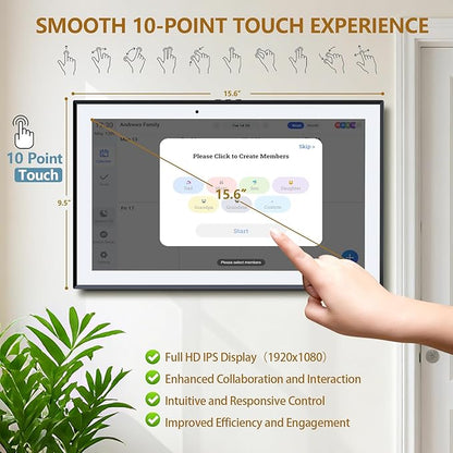 15.6 Inch Digital Calendar Wall Touch Screen Chore Chart, HD Electronic Smart Family Calendar Interactive Display Calendar and Cloud Photo, Gifts for Women Men Kids, Gifts for Mom Dad