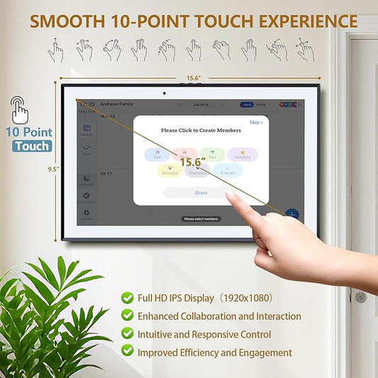 15.6 Inch Digital Calendar Wall Touch Screen Chore Chart, HD Electronic Smart Family Calendar Interactive Display Calendar and Cloud Photo, Gifts for Women Men Kids, Gifts for Mom Dad