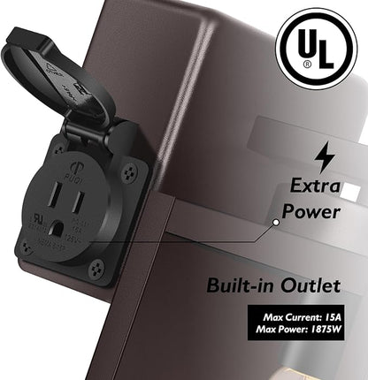 BesLowe 2-Pack Porch Lights with UL Certified Outlet, Modern Outdoor Wall Lights Exterior Lighting Fixtures Waterproof, Exterior Wall Sconces Outside Lights for House Front Door Garage, Brown
