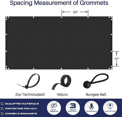 Windscreen4less Privacy Fence Screen Heavy Duty Windscreen Fencing Mesh Fabric Shade Net Cover with Brass Grommtes for Outdoor Wall Garden Yard Pool Deck, 6'x292' Black