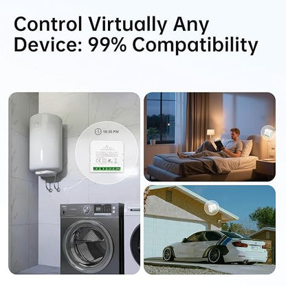VEXA Smart WiFi Switch 16A, Neutral Wire Required, Bluetooth and WiFi with Alexa & Google Home, Energy Monitoring & Overload Protection for Lights, Fans, Water Heaters (AC 110-240V DC 24-30V)
