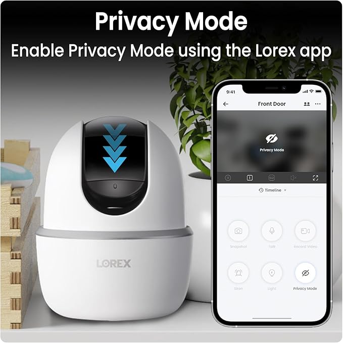 Lorex Pan & Tilt Indoor Wi-Fi Security Camera | 360° Pan & Tilt | Person Detection | Two-Way Talk | Person Detection | IR Night Vision | No Monthly Fee | Pre-Installed 16GB MicroSD