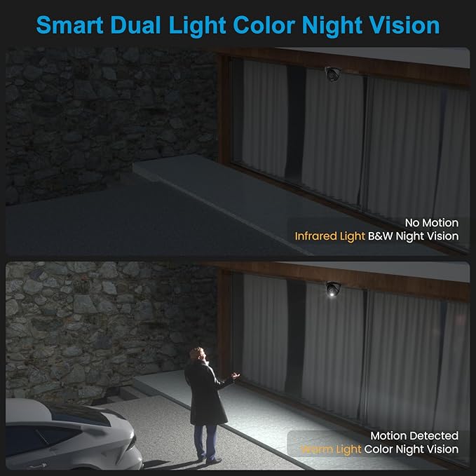 Anpviz 4K 8MP PoE Security IP Camera Outdoor Wired, AI Human Vehicle Detection, 100FT Smart Dual Light Color Night Vision, Built-in Mic, IP66 Waterproof, Black, NDAA, IPC-D3B83B-S (U Series)