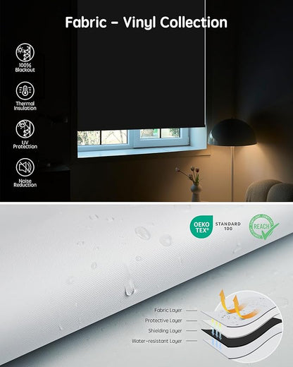 Yoolax Motorized Blinds with Remote, Blackout Smart Roller Shades Work with Alexa, Google, Apple Homekit, Custom Waterproof Automatic Shades with Voice Control for Dining Room (Vinyl White)