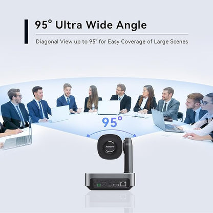 Tenveo PTZ Camera, 5X Optical Zoom, FHD 1080P, Wide Angle, USB3.0/HDMI/LAN PoE IP Live Streaming for Church Video Conference Broadcast Zoom Teams YouTube OBS