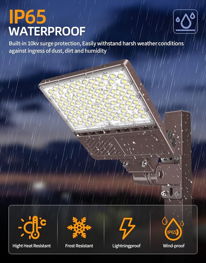 LED Parking Lot Light 200W 160W 120W Adjustable, 30000LM LED Shoebox Light with Photocell ETL Listed Flood Lights Arm & Slip Fit Mount 5000K IP65 Commercial Security Area Light, AC277-480V
