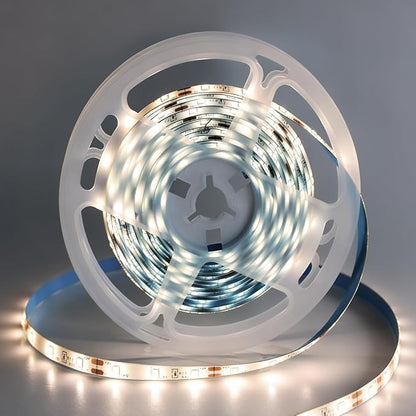 iNextStation 12V LED Light Strip IP65 Waterproof Warm White LED Strip Lights 16.4ft/5m Cuttable 300 SMD 2835 LED Tape Flexible Led Lights for Bedroom Outdoor Indoor Decor (Power Adapter not Included)