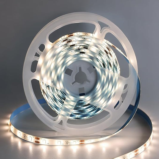 iNextStation 12V LED Light Strip IP65 Waterproof Warm White LED Strip Lights 16.4ft/5m Cuttable 300 SMD 2835 LED Tape Flexible Led Lights for Bedroom Outdoor Indoor Decor (Power Adapter not Included)
