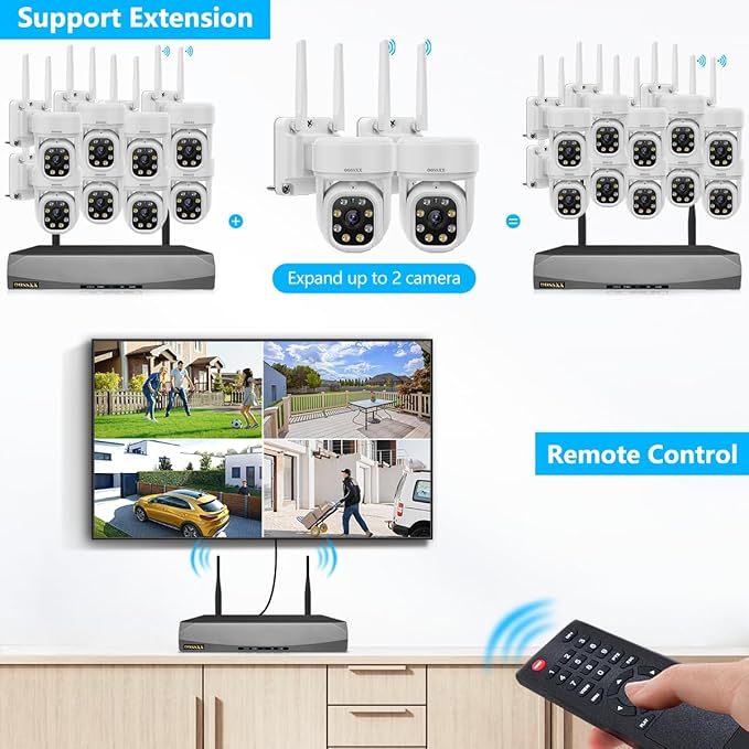 (2026 Update 90 Days Storage) 5MP PT Wireless Security Camera System with AI Human Tracking, Dual-Band 2.4G&5G WiFi, 130° Wide Angle, 2-Way Audio, No Monthly Fee, Outdoor Home Security Kit