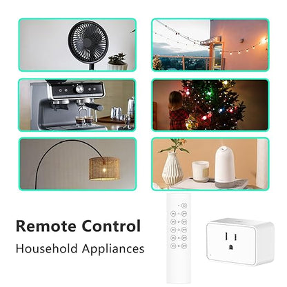 G-Homa Remote Control Outlet, Wireless Electrical Outlets Switch Plug for Household Appliances, Christmas Lights, 100FT Long Range, Learning Code, 1875W/15A, FCC & ETL Listed (5 Sockets+2 Remotes)