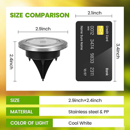 Mini Solar Ground Lights, 12 Pack Solar Powered Pathway Lights, Waterproof Outdoor Light for Garden, Driveway, Walkway, Backyard, Patio (Cool White)