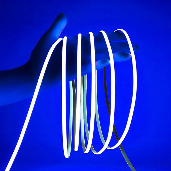 5mm Ultra Thin COB LED Strip 24V 16.4FT Blue Color RA>90 High CRI LED Tape Light Cuttable Flexible Super Bright IP30 Strip Light for Indoor House Room Car Christmas Decor (No Power Supply)