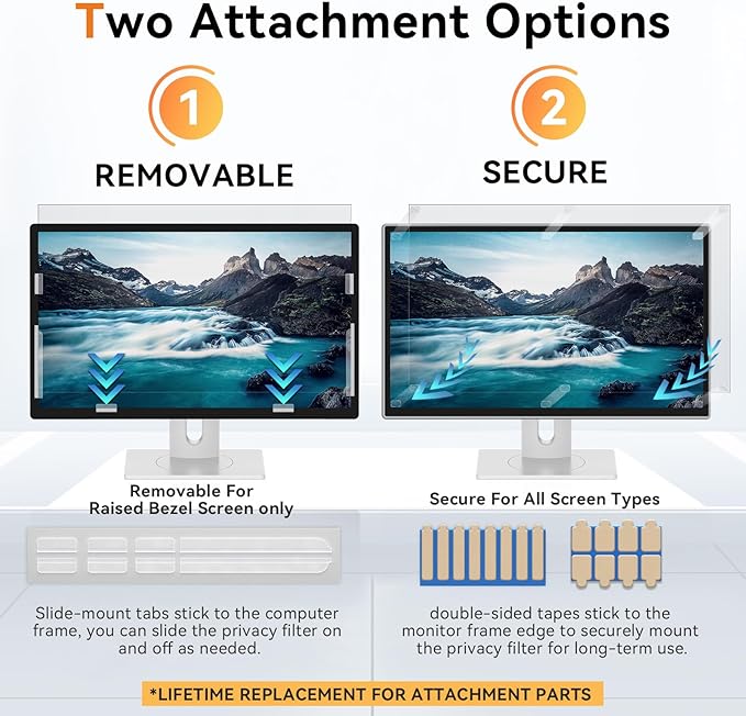 [2 Pack] 23.6 Inch Computer Privacy Screen for 16:9 Aspect Ratio Widescreen Monitor, Eye Protection Anti Glare Blue Light Computer Monitor Privacy Filter, Removable Anti-Scratch 23.6 Protector Film