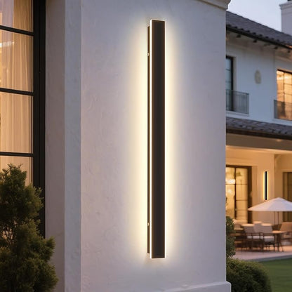 Modern Outdoor Wall Light, 39.4Inch 3000K-6000K Black LED Dimmable IP65 Waterproof with Remote Outdoor Linear Wall Sconces Exterior Lighting Fixture Porch Wall Light for House, Front Door