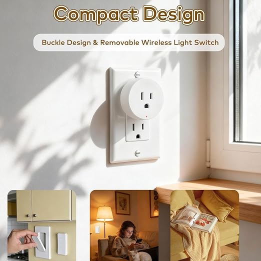 NineLeaf Zigbee Smart Remote Outlet with Wall Decor Switch,Zigbee Repeater,Wireless Plug with APP & Voice Control, Compatible with Alexa &Google Assistant, Timer & Schedule,1 Switch+6 Outlets