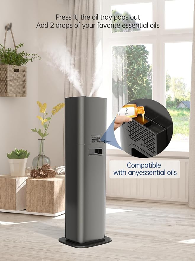 Hiswelle 8L Smart Humidifier for Large Room Bedroom, Cover up to 505ft², Easy Top Fill, Remote & APP Control, Aroma Box, RGB Light, Last 48 Hours Suitable for Indoor Plant, Office, Home