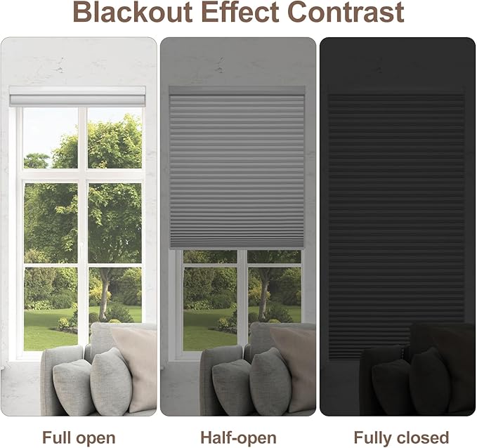 Godark Motorized Blackout Cellular Shades Compatible with Alexa/Google Home Electric Blinds Smart Honeycomb Shades for Windows Automatic Blinds with Remote Custom Size-Off White