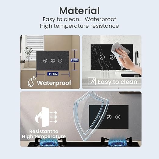 Smart Fan Switch 4.65 X 2.83 X 1.34 Inches,2.4GHz Wi-Fi Touch Switch,Neutral Wire Required,Work with Smart Life/Tuya App,Tempered Glass Panel,Black