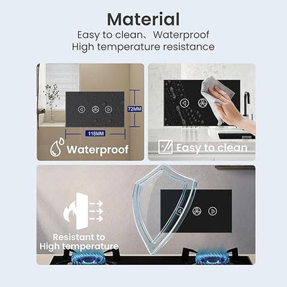 Smart Fan Switch 4.65 X 2.83 X 1.34 Inches,2.4GHz Wi-Fi Touch Switch,Neutral Wire Required,Work with Smart Life/Tuya App,Tempered Glass Panel,Black