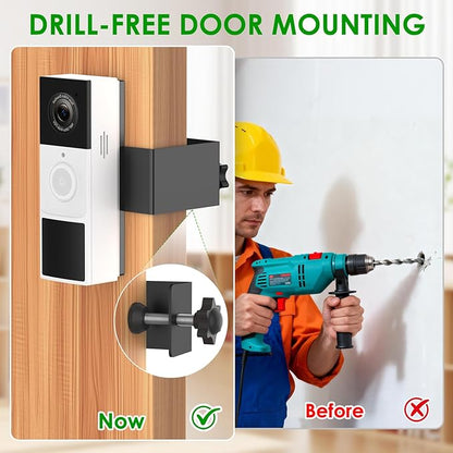 Anti-Theft Doorbell Mount for Tapo Doorbell Camera D210/D225, No Drill Video Doorbell Mount Adjustable Mounting Bracket for Tapo D210, Fully Metal Door Camera Mount for Home Apartment Rentals
