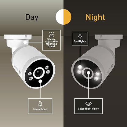 Swann AdvancedX Wired 4K Security Camera PoE Outdoor Bullet, Color Night Vision, Smart AI Video Analytics/Alerts, Advanced Motion Detection