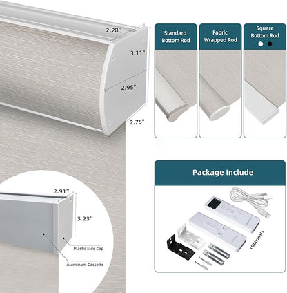 Motorized Roller Shade,100% Blackout Smart Window Blinds Work with Homekit, Alexa,Google Home, Remote, Electric Blinds with USB/Solar Pannel Charging,Classic Cream