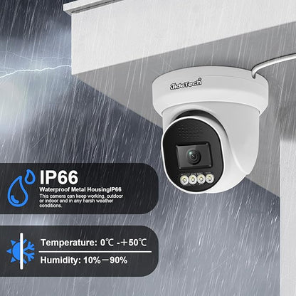 JideTech 4K PoE IP Camera Outdoor, UltraHD 8MP PoE Turret Security Cameras Indoor, 115° Wide Angle 2.8mm Lens, Human&Vehicle Detection, 98ft IR, Color Night Vision, 2-Way Audio, RTSP, for Onvif NVR