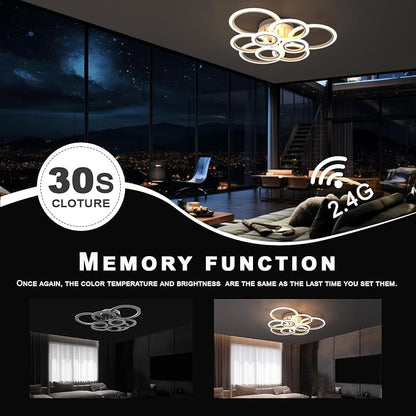 120W 9 Ring Flush Mount Ceiling Light Dimmable for Living Dining Bedroom | Remote & Smart App, 2800K-7000K Dimmable, Modern Ceiling Lamp for Indoor Home Decoration