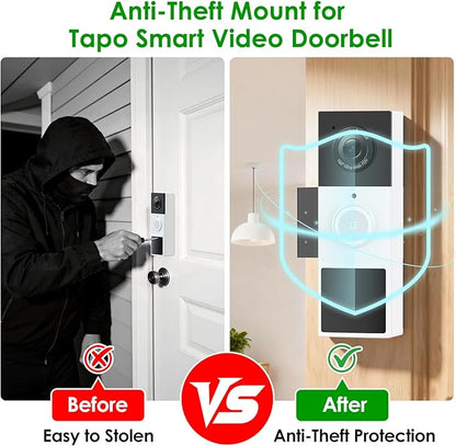 Anti-Theft Doorbell Mount for Tapo Doorbell Camera D210/D225, No Drill Video Doorbell Mount Adjustable Mounting Bracket for Tapo D210, Fully Metal Door Camera Mount for Home Apartment Rentals